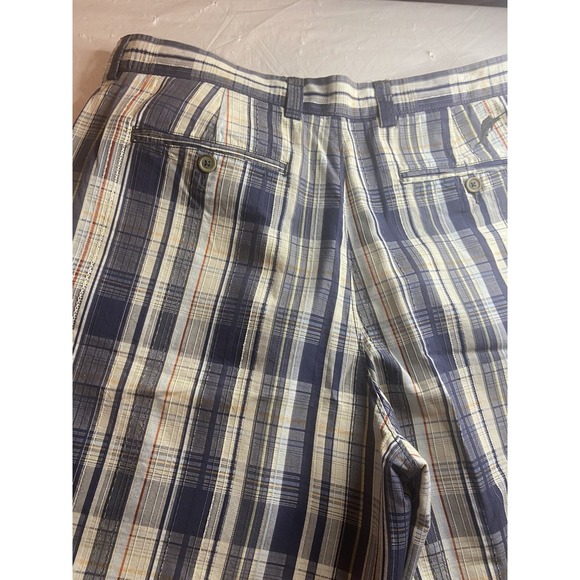 Men's‎ Tommy Bahama Blue Plaid Relaxed Textured Silk Blend Golf Shorts- Size 38 - Picture 5 of 13